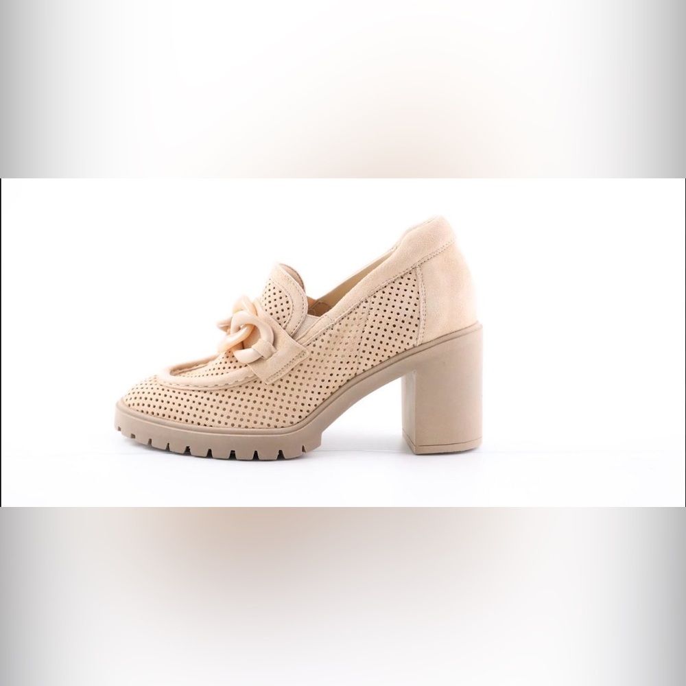 Softwaves Terracare Julie perforated nubuck suede block heel loafers